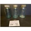 Image 1 : 3 Gem blue jars - 9” tall