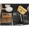 Image 4 : Misc lot -- smart watch - 2 wallets - napkin holder - Whitman’s metal box - Corning Ware sk