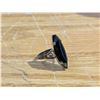 Image 1 : Sterling Ring w/ Black Gem Top Size 10.5 U50.5