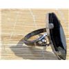 Image 3 : Sterling Ring w/ Black Gem Top Size 10.5 U50.5