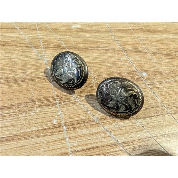 Pair of Vintage Sterling Steel Earrings Brand Birks