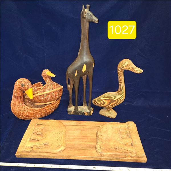 Book Stand, Baskets, Animal Figurines