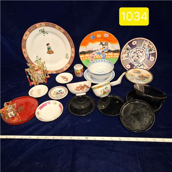 Oriental Themed Plates, Coasters, Misc.