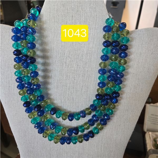 Vintage 3 Strand Beaded Necklace