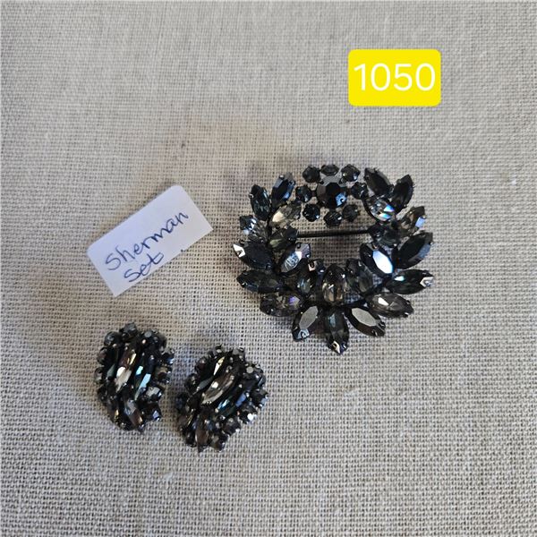 Sherman Brooch/Clip On Earrings Signed