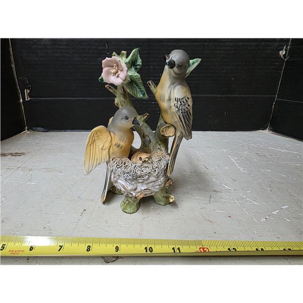 Vintage birds with nest figurine