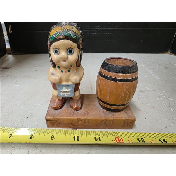 Vintage tooth pick holder- native boy