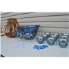 Image 2 : Blue punch bowl with 12 cups / Hanging wicker candle holder