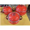 Image 1 : Set of Red Enamal Pots