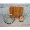 Image 2 : Vintage Cutting Board  Country Glass Pail (not old) and Collectible Tin