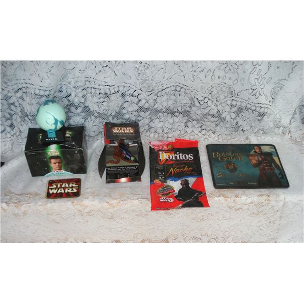 Star Wars Assorted Collectibles and Balldurs Mouse Pad