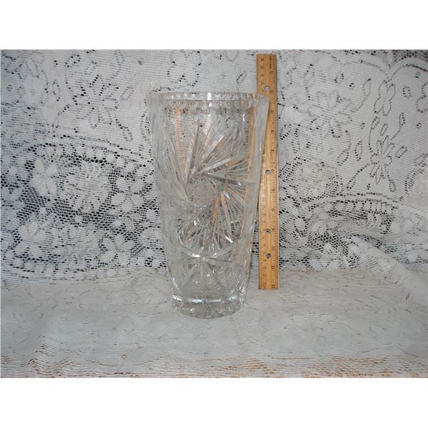 Heavy Lead Crystal Pinwheel Vase