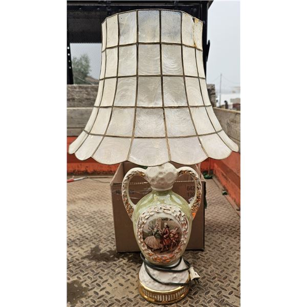 Antique Victorian Lamp w/ Pearl Shell Shade