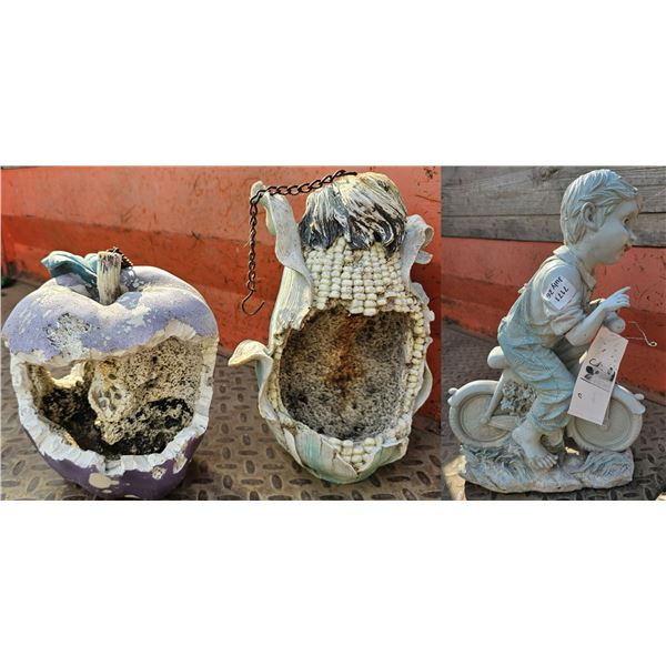 Bird House Feeders/Boy Riding A Bike Décor