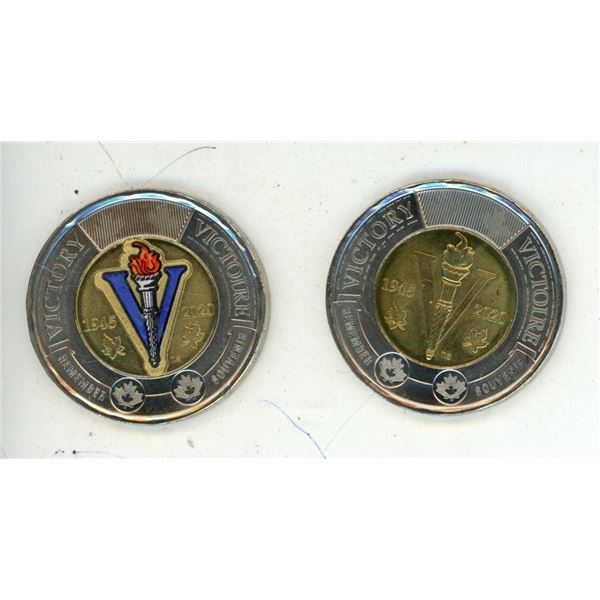 2020 Canadian $2 "Victory" commemorative circulation coin, also known as a Toonie, which marks the 7