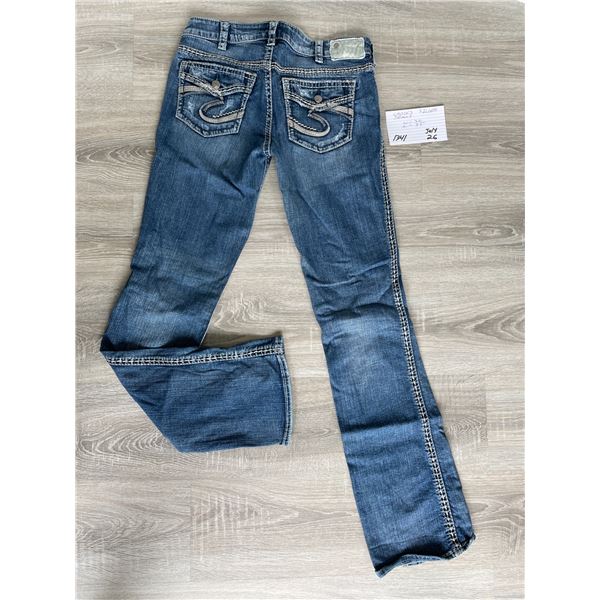 Ladies Silver jeans - 30 x 35, Aiko Flap Bootcut