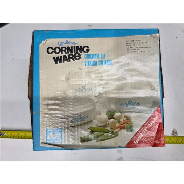 Corning ware blue Cornflower dish set  # A- 300S sealed new in box