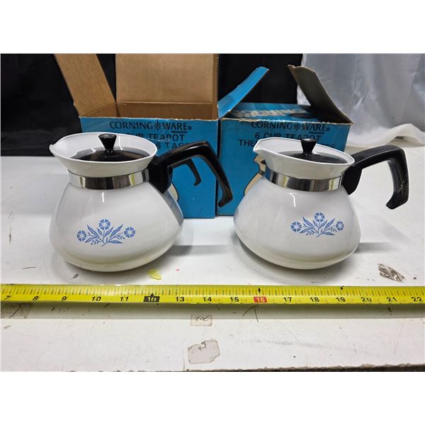 2 Corning ware blue cornflower teapots # P 104S