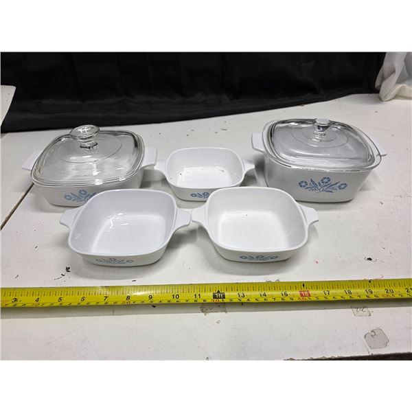 Various corning ware blue cornflower dishes