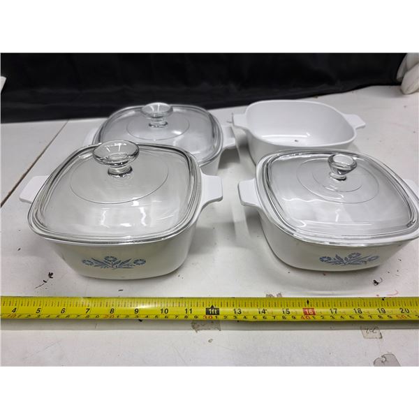 Various corning ware blue cornflower dishes