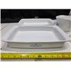 Image 2 : Corningware blue cornflower cake pans, 12" by 4" by 2" and 1 sauce maker with 2 lids