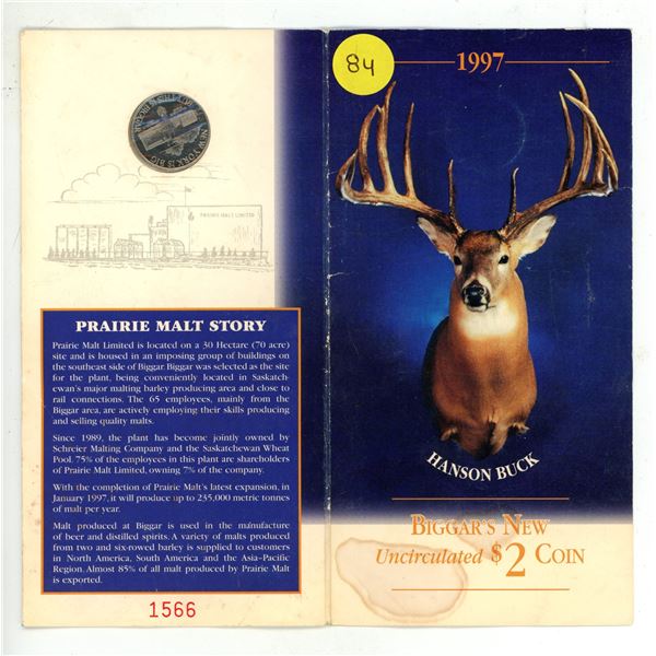 1997 Hanson Buck Bigger's New Uncirculated $2 Coin.