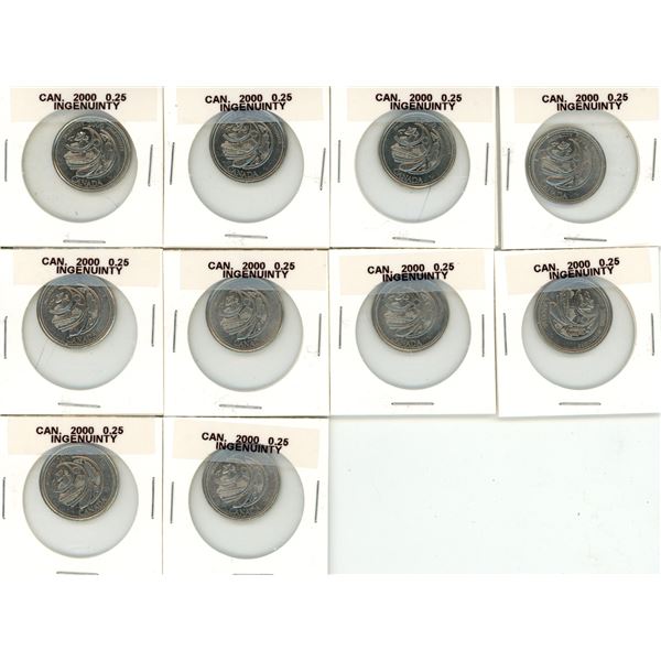 (10) 2000 Canadian Ingenuinty 25 Cents Coin.