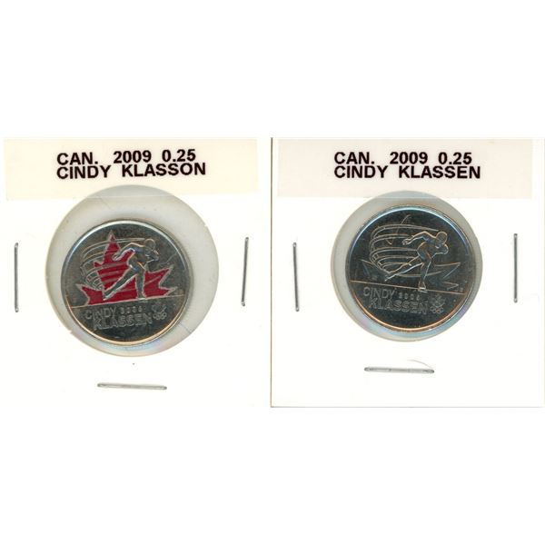 2006 Canada Cindy Klassen Colored and Uncolored 25 Cents Coin.