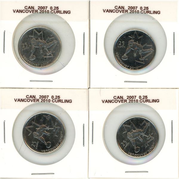(4) 2010 Canada Vancouver 25 Cents Coin.