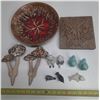 Image 1 : Bowl, (2) Garden Mashrooms, Salt and Pepper Shaker Small Minatures and Handmade Design on Wood, etc.