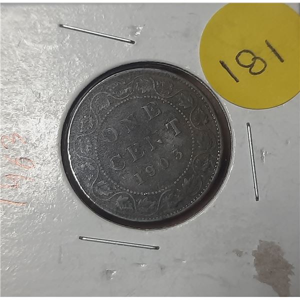 1903 Canadian Large One Cent Coin.