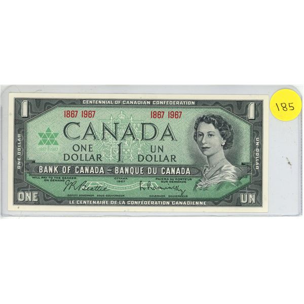 1867 – 1967 $1 Centennial Note with no Serial Numbers. BU.