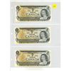 Image 1 : Set of 3 Consecutive Serial Number 1973 $1 notes. Lawson-Bouey signatures. AFH Prefix. Serial Number