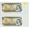 Image 1 : Set of 2 Consecutive Serial Number 1973 $1 notes. Crow-Bouey signatures. BCD Prefix. Serial Numbers 