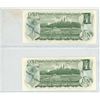 Image 2 : Set of 2 Consecutive Serial Number 1973 $1 notes. Crow-Bouey signatures. BCD Prefix. Serial Numbers 