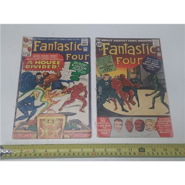 Lot of 2 Fantastic Four Comics. #11 1963 & #34 1965. Used.