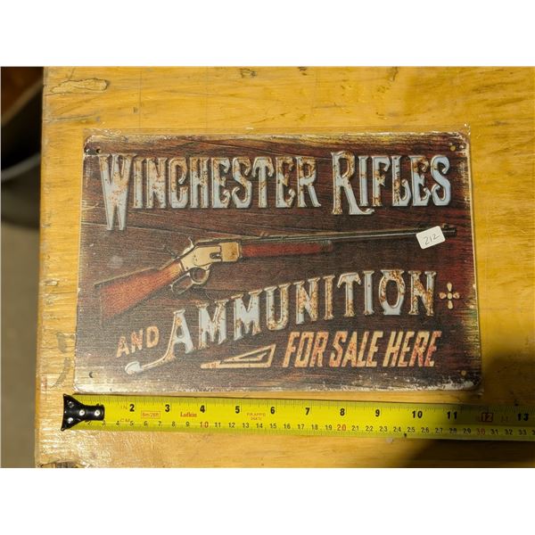 Tin Sign Approx. 8"x11" WINCHESTER RIFLES