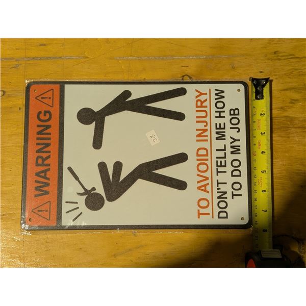Tin Sign Approx. 8"x11" WARNING
