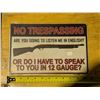 Image 1 : Tin Sign Approx. 8"x11" NO TRESPASSIG
