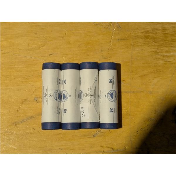 4 Rolls of 2006 5 Cent Canadian BU.