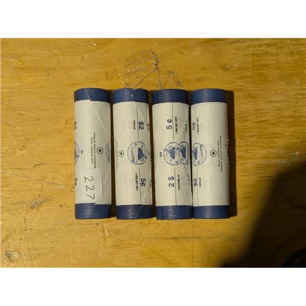 4 Rolls of 2007 5 Cent Canadian BU