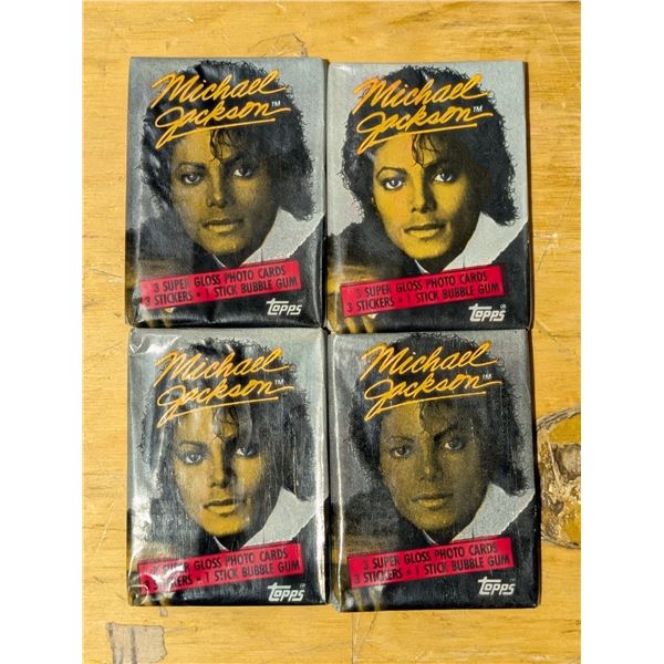 4 Unopened Michael Jackson Trading Cards 1984 EX Condition