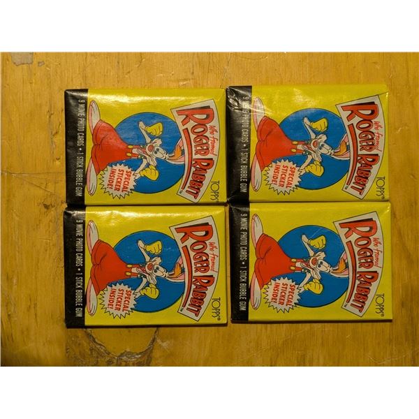 4 Unopened Roger Rabbit Trading Cards EX Condition 1987