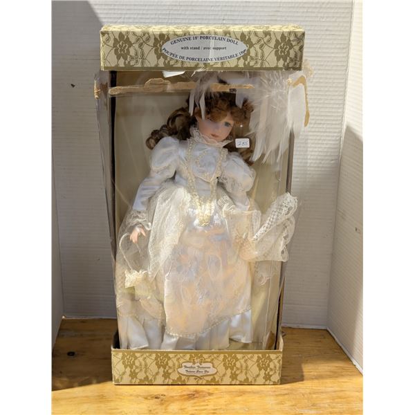 Vintage Porcelain Doll Bride in Original Box (Damaged) 18"
