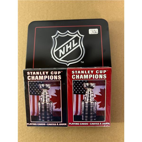 2pk NHL playing cards sealed with tin