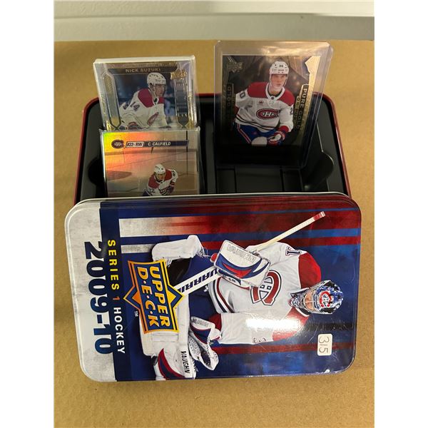 Montreal Canadians Hockey Cards Lot and tin