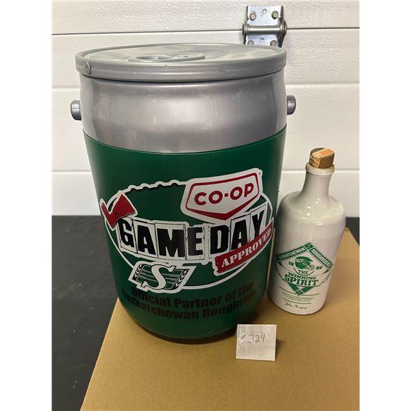 Roughriders cooler and bottle