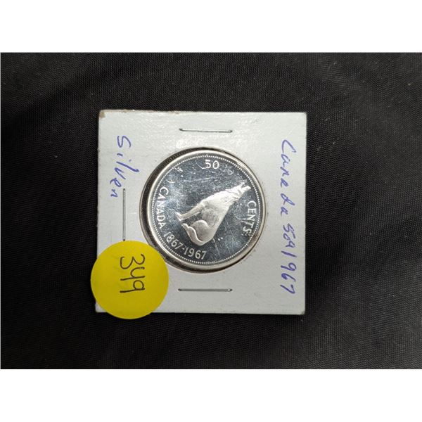 Canada 509 1967 Silver 117 Howling Wolf 50 Cent Coin