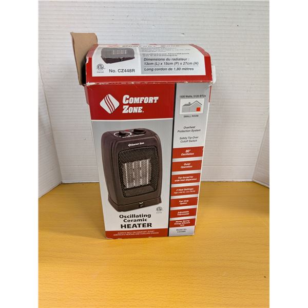 Comfort Zone Oscillating Ceramic Heater w/ Original Box (Not Tested)