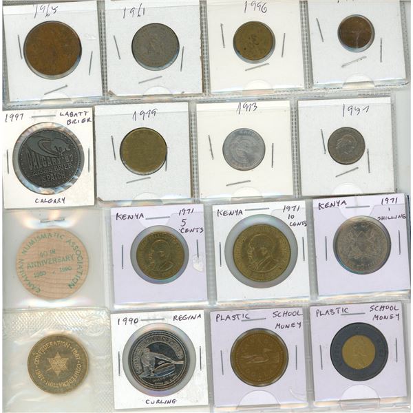 Lot of Foreign Currency, Token, Medal, etc.